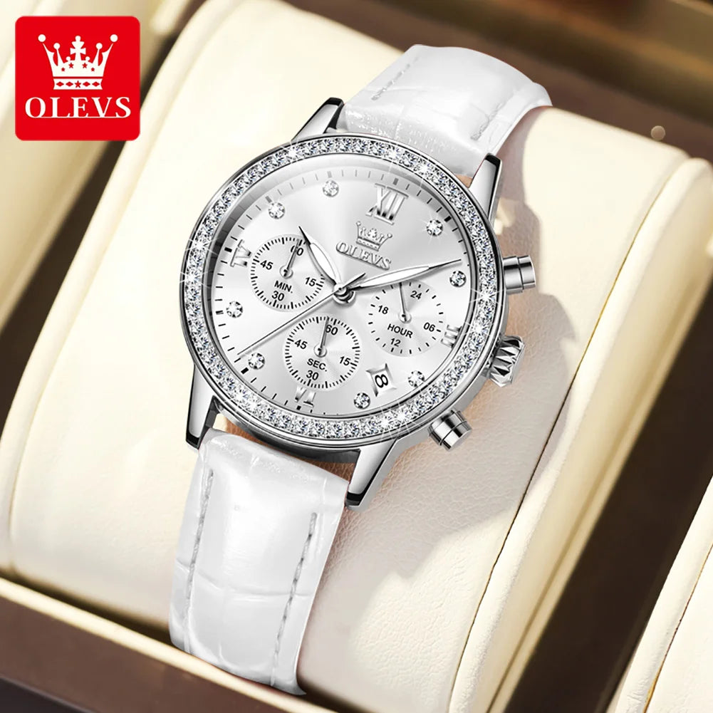OLEVS 9933 Women's Watch Luxury Diamond Quartz Watch For Women Chronograph Calendar Top Brand Wristwatch Waterproof Luminous