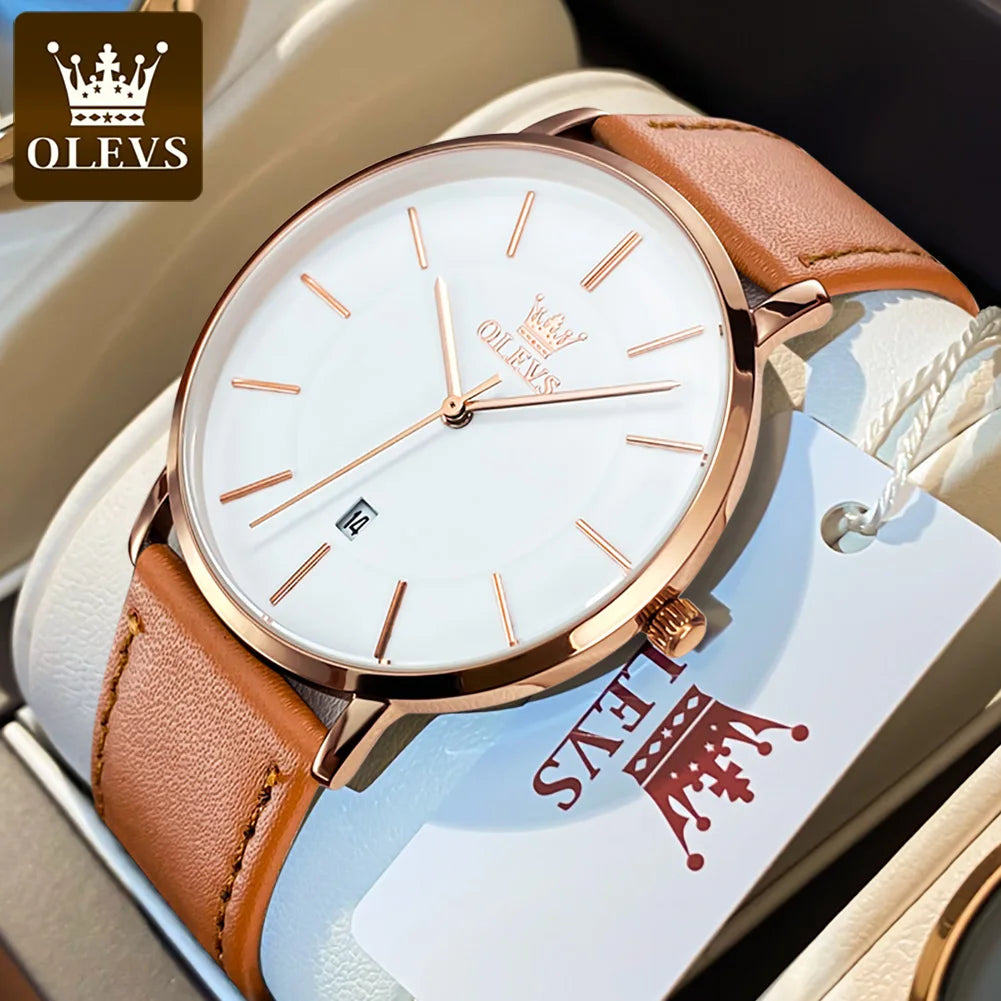 OLEVS 5869 Watch For Men Fashion Simple Japan Quartz Movement Man's Watches Case Thickness 6.5mm Top Brand Calendar Hand Clock