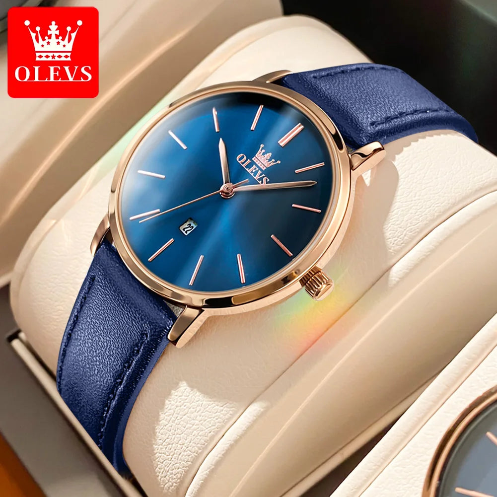 OLEVS Kadın Saati Japon Kuvars Mekanizma 6.5mm Kasa Kalınlığı Su Geçirmez Kadın Kol Saati Takvim Moda Elbise Kol Saati