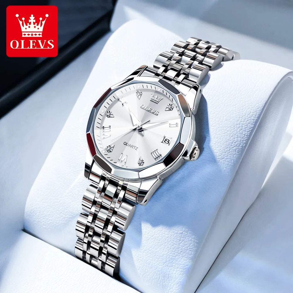 OLEVS 9931 Watch For Men Women Roman Scale Quartz Couple Watch Rhombus Mirror Auto Date Wristwatch Luxury Waterproof Hand Clock