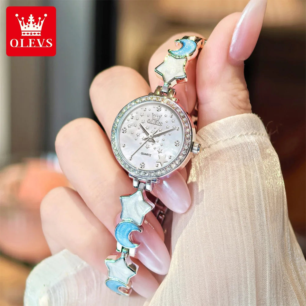 OLEVS 5665 Watches For Woman 30M Waterproof Quartz Watch Stainless Steel Bracelet Luxury Ladies Hand Clock New Reloj Mujer