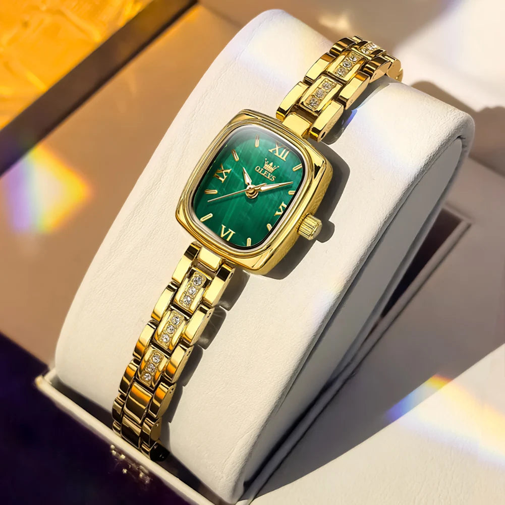 OLEVS 3695 Damenuhr Mode Business Quarzuhr für Damen Stahlarmband Wasserdicht Leuchtende römische Skala Luxus-Armbanduhr