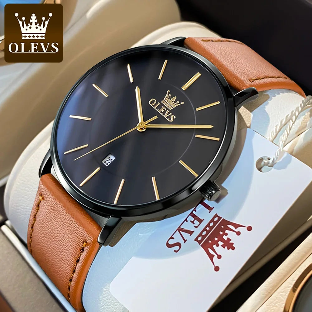 OLEVS 5869 Watch For Men Fashion Simple Japan Quartz Movement Man's Watches Case Thickness 6.5mm Top Brand Calendar Hand Clock