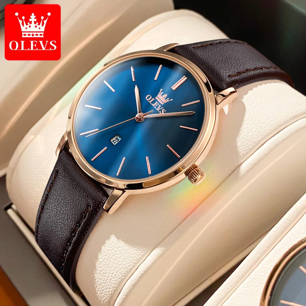 OLEVS Kadın Saati Japon Kuvars Mekanizma 6.5mm Kasa Kalınlığı Su Geçirmez Kadın Kol Saati Takvim Moda Elbise Kol Saati