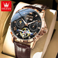 OLEVS 6690 Men's Watch Hollow Fashion Date Mechanical Watch For Men Moon Phase Deep Waterproof Luminous Original Man Hand Clock
