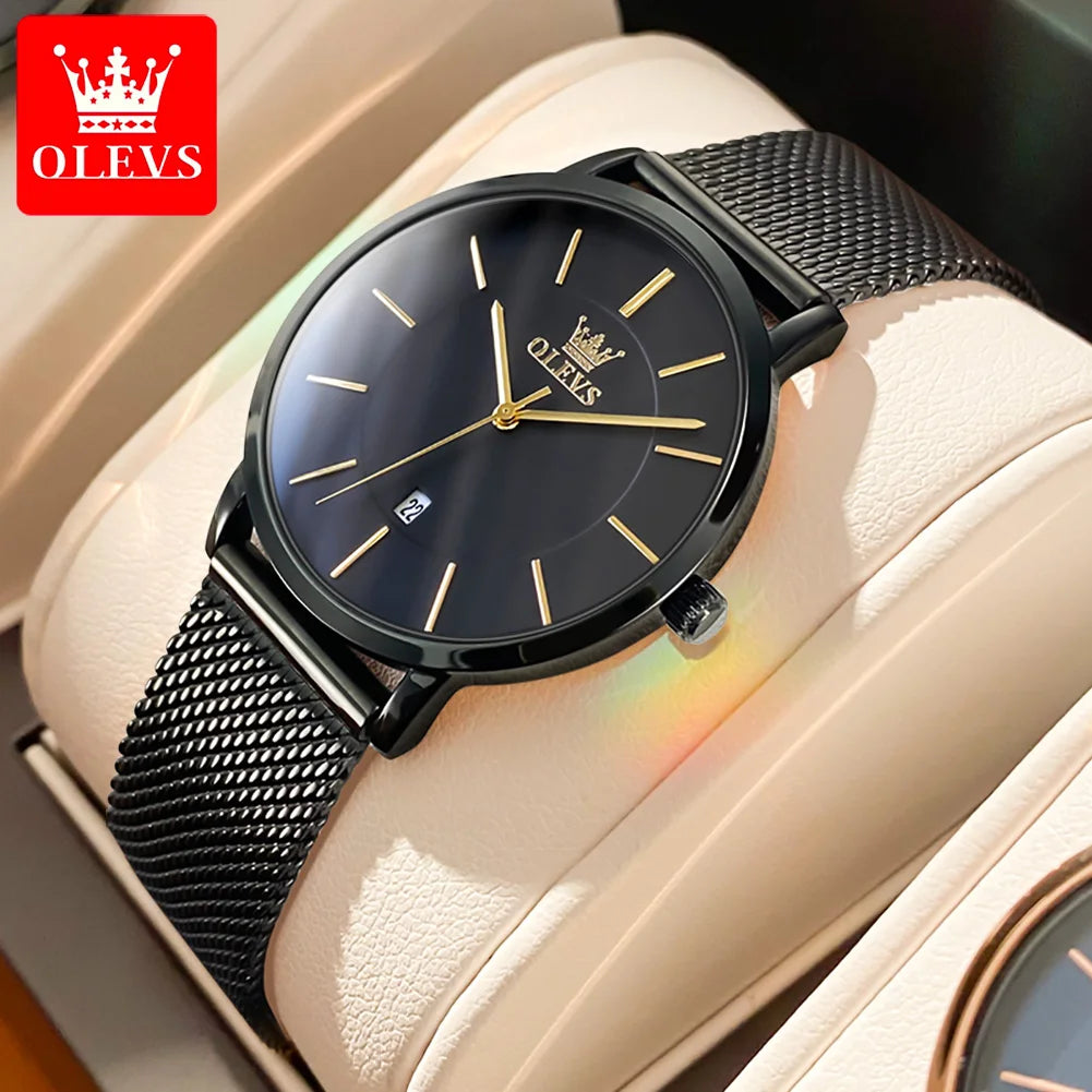 OLEVS Kadın Saati Japon Kuvars Mekanizma 6.5mm Kasa Kalınlığı Su Geçirmez Kadın Kol Saati Takvim Moda Elbise Kol Saati