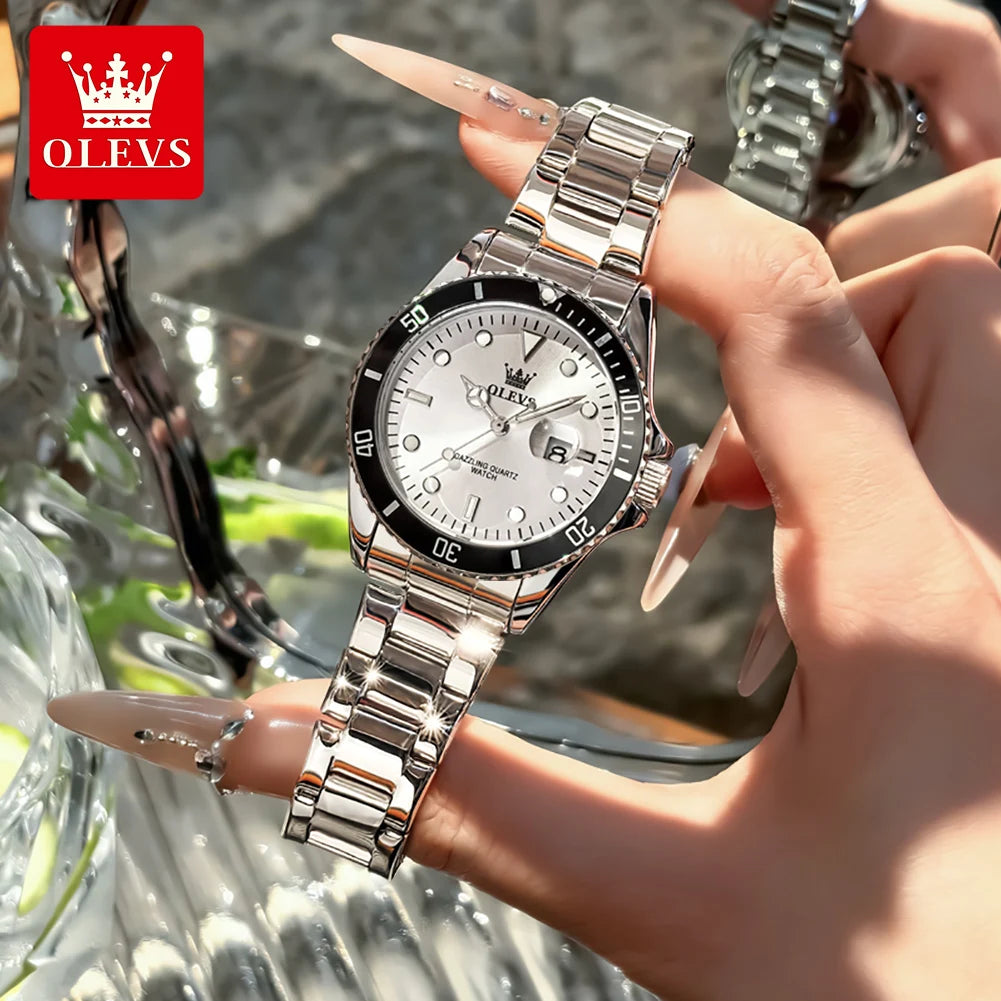 OLEVS 5885 Watches For Woman Fashion Chronograph Date Waterproof Luminous Quartz Woman Watches Original Luxury Ladies Hand Clock