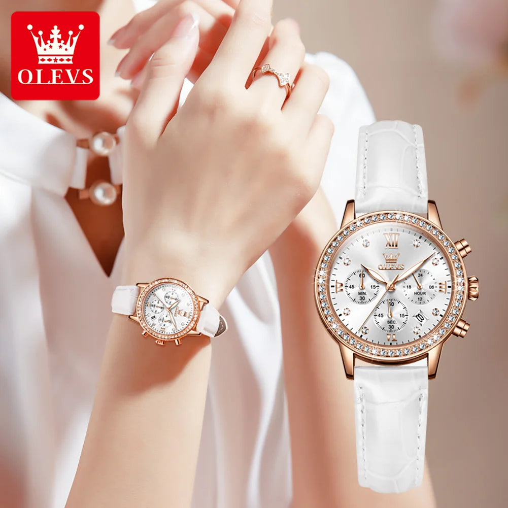 OLEVS 9933 Women's Watch Luxury Diamond Quartz Watch For Women Chronograph Calendar Top Brand Wristwatch Waterproof Luminous