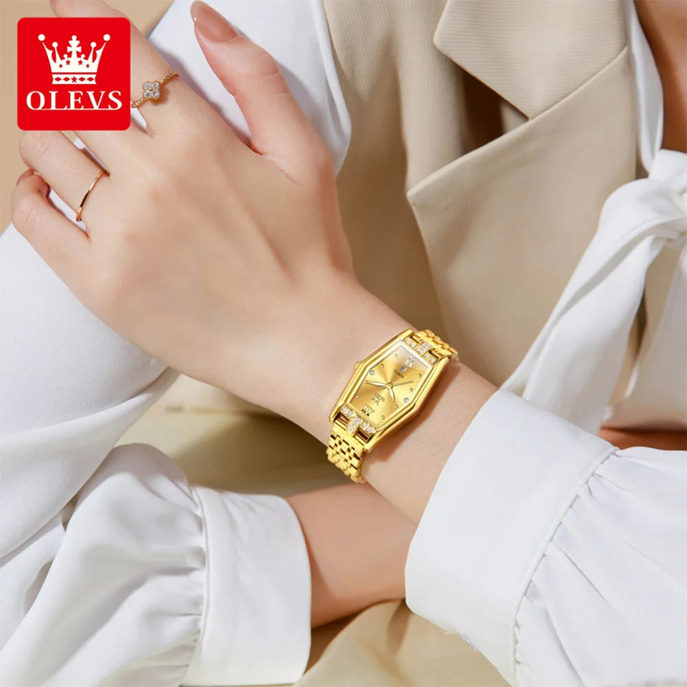 OLEVS 3699 Damen Quarzuhr Simple Luxury Kalenderuhr Für Frauen Leuchtende Wasserdichte Elegante Damenuhr Edelstahlarmband