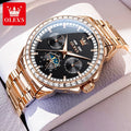 OLEVS 6695 Luxury Business Watches For Man Moons Phase Automatic Mechanical Watch Waterproof Mens Wristwatch Gifts Box Clock