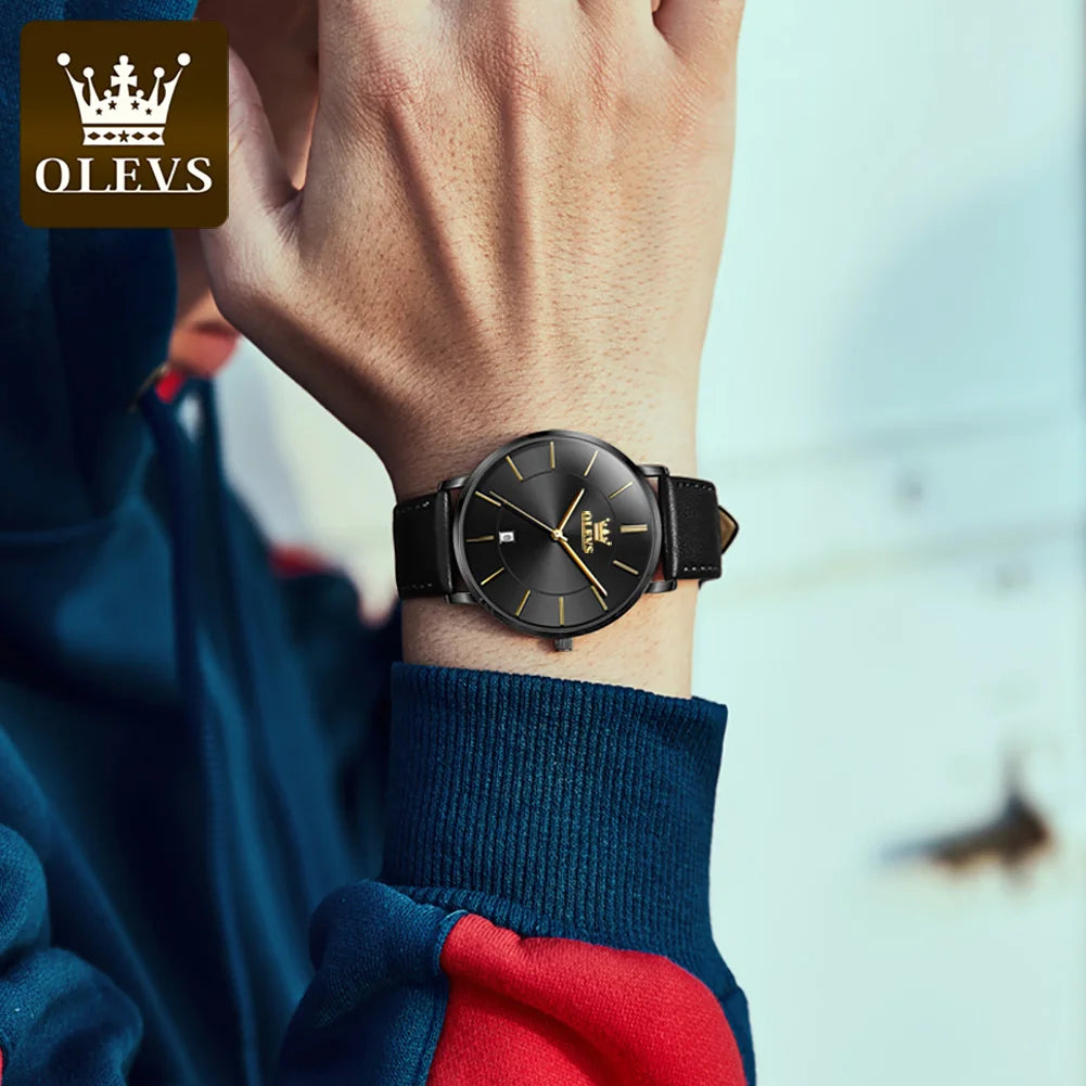 OLEVS 5869 Watch For Men Fashion Simple Japan Quartz Movement Man's Watches Case Thickness 6.5mm Top Brand Calendar Hand Clock