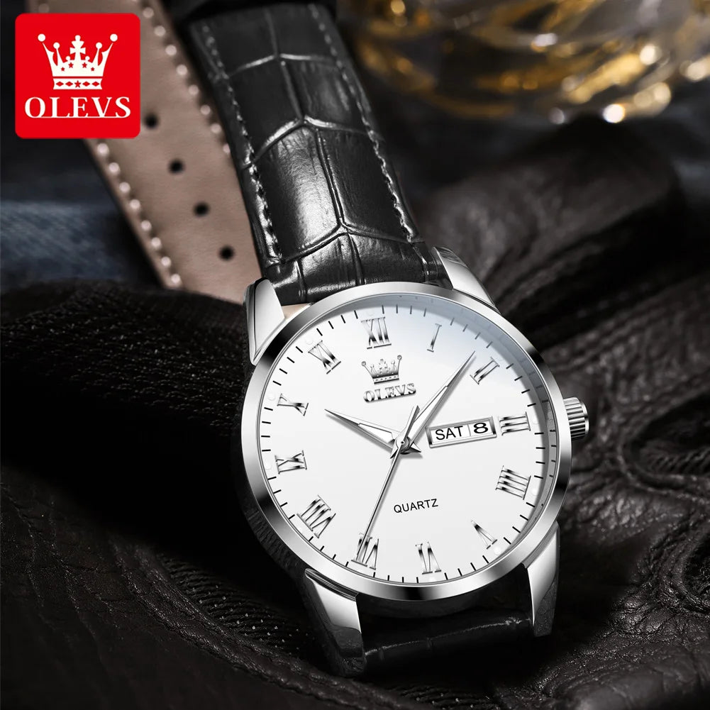OLEVS 5892 Watch Men's Watches Simple Quartz Week Date Watches For Men Waterproof Luminous Business Classics Male Clock