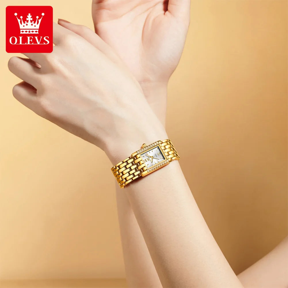 OLEVS 3700 Quartz Watch For Women Waterproof Original Fashion Steel Strap Hand Clock Top Brand Luxury Business Woman Watches