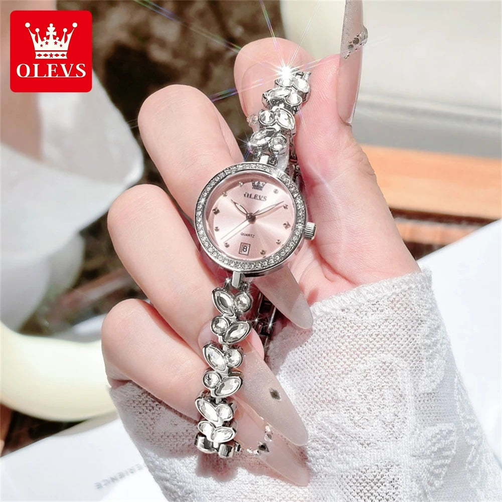 OLEVS 5679 New Womens Watch Elegant Fashion Brand Quartz Watch Waterproof Luminous Watches For Woman Gifts Bracelet Clasp