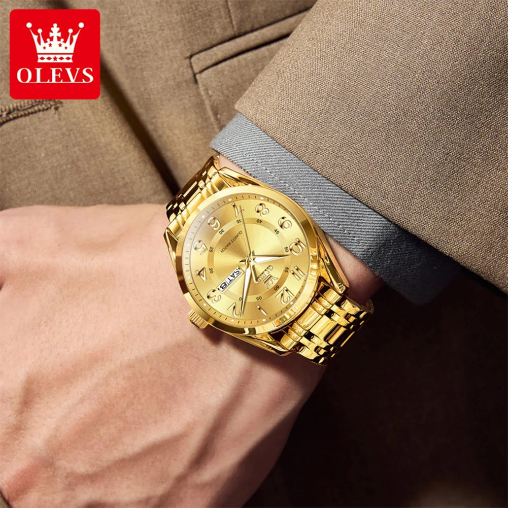 OLEVS 3666 Paar Uhr Luxus Business Top Marke Wasserdicht Leuchtende Dress Handuhr Original Zahlenskala Datum Modeuhr