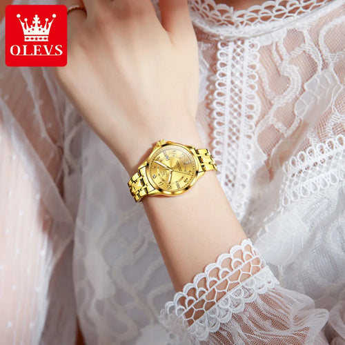 OLEVS 2910 Quartz Watch For Women Stainles Steel Waterproof Calendar Luxury Ladies Hand Clock Number Scale Dial Women's Watches