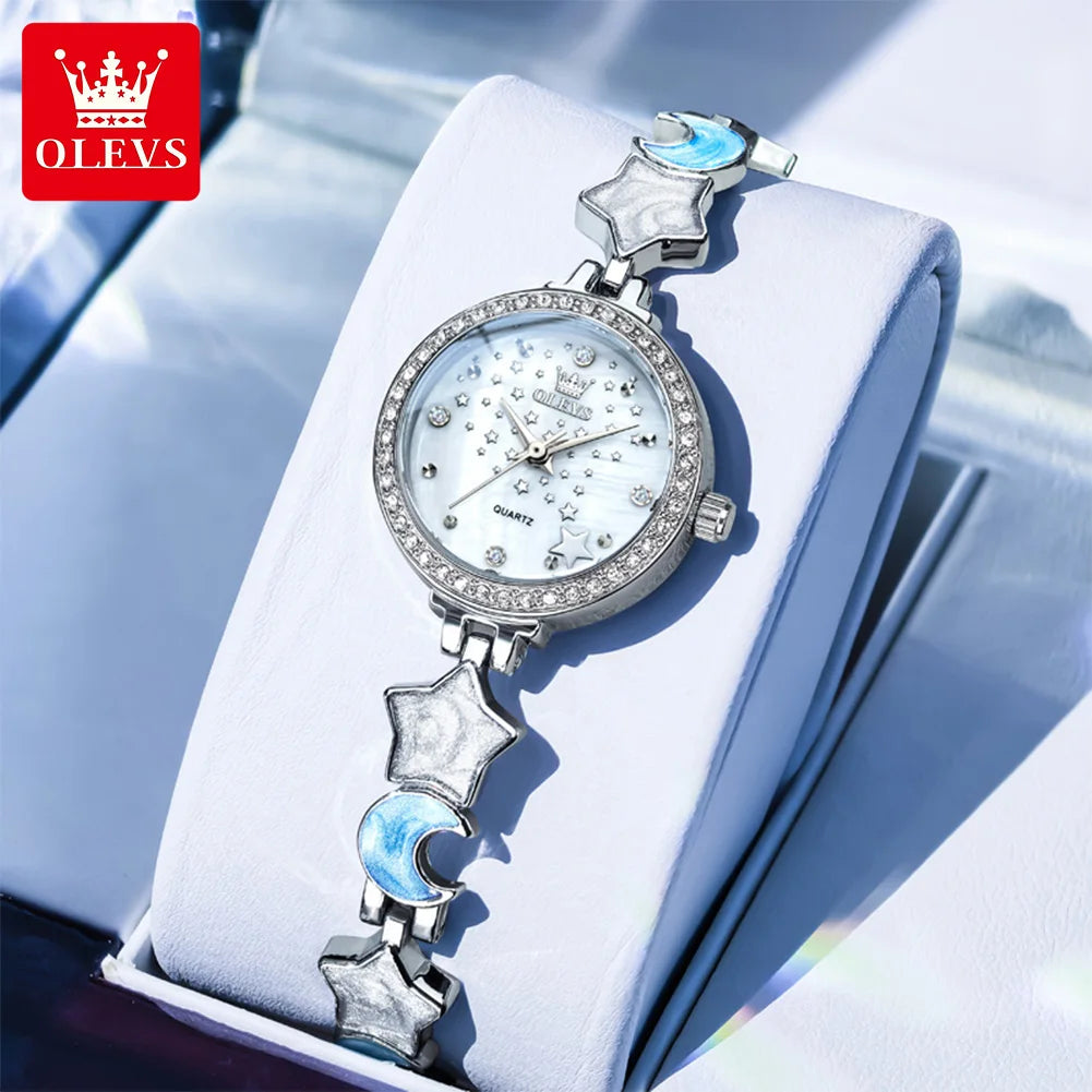 OLEVS 5665 Watches For Woman 30M Waterproof Quartz Watch Stainless Steel Bracelet Luxury Ladies Hand Clock New Reloj Mujer