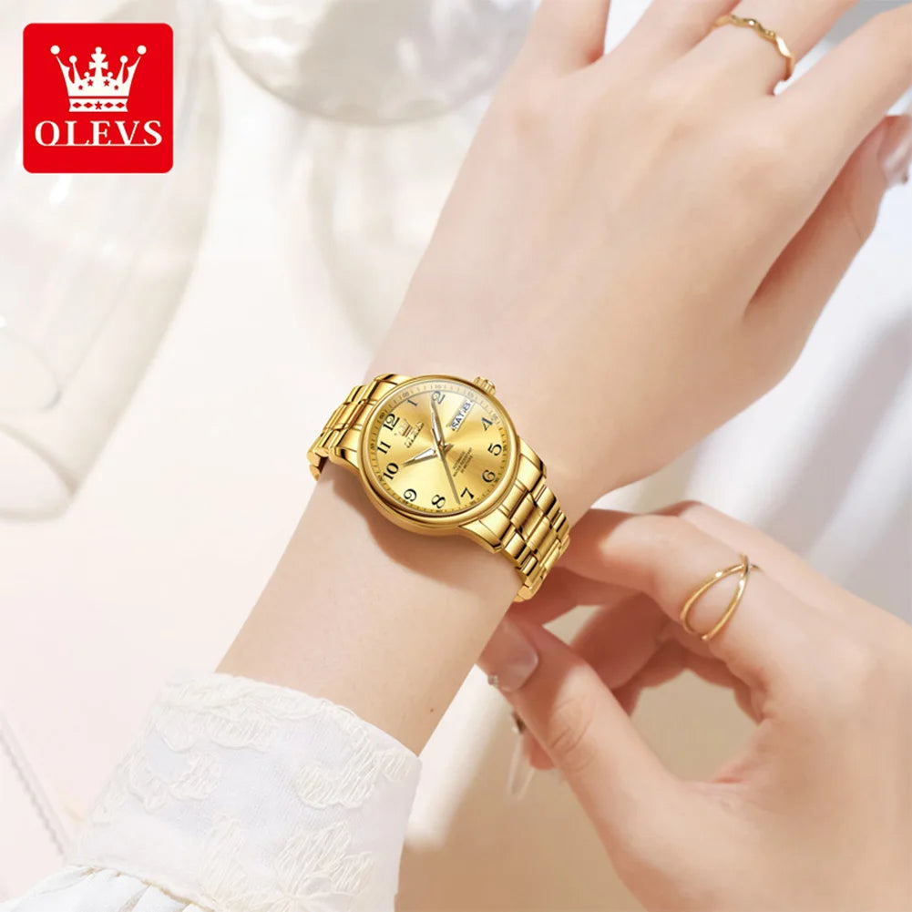 OLEVS 7072 Womens Watch Auto Date Simple Mechanical Watch For Women Number Scale Top Brand Waterproof Automatic Hand Clock