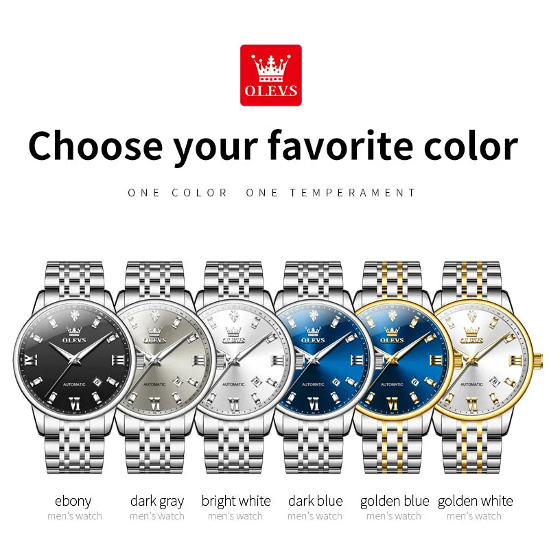 OLEVS 6723 Mens Watch  Automatic Mechanical Watches Business Date Watches For Man Luxury Fashion Waterproof Luminous Original