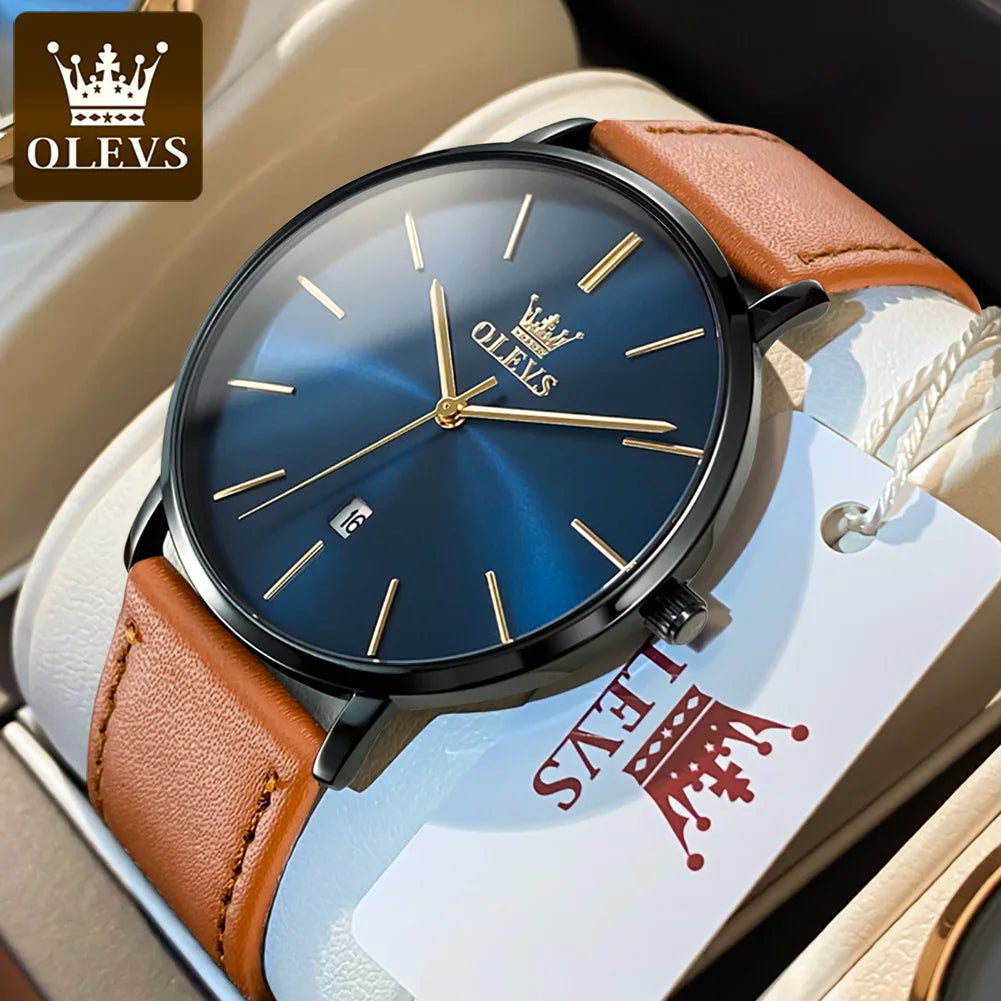 OLEVS 5869 Watch For Men Fashion Simple Japan Quartz Movement Man's Watches Case Thickness 6.5mm Top Brand Calendar Hand Clock