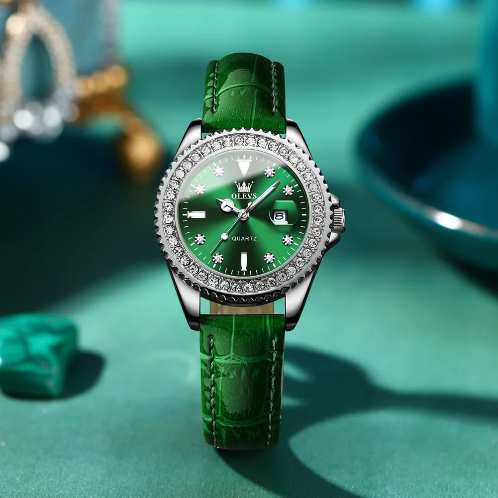 OLEVS 9945 Watch For Women Classic Fashion Date Waterproof Quartz Ladies Dress Hand Clock Luxury Diamond Scale Original Watches