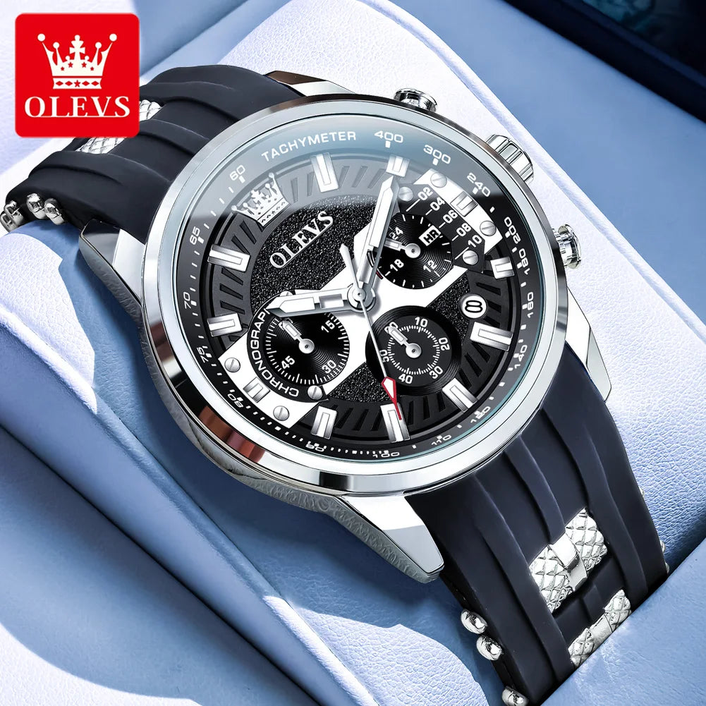 OLEVS 3690 Herrenuhr Wasserdichte Kalender Quarz-Armbanduhr für Herren Hohe Härte Spiegel Leuchtend Original Mode Herrenuhr