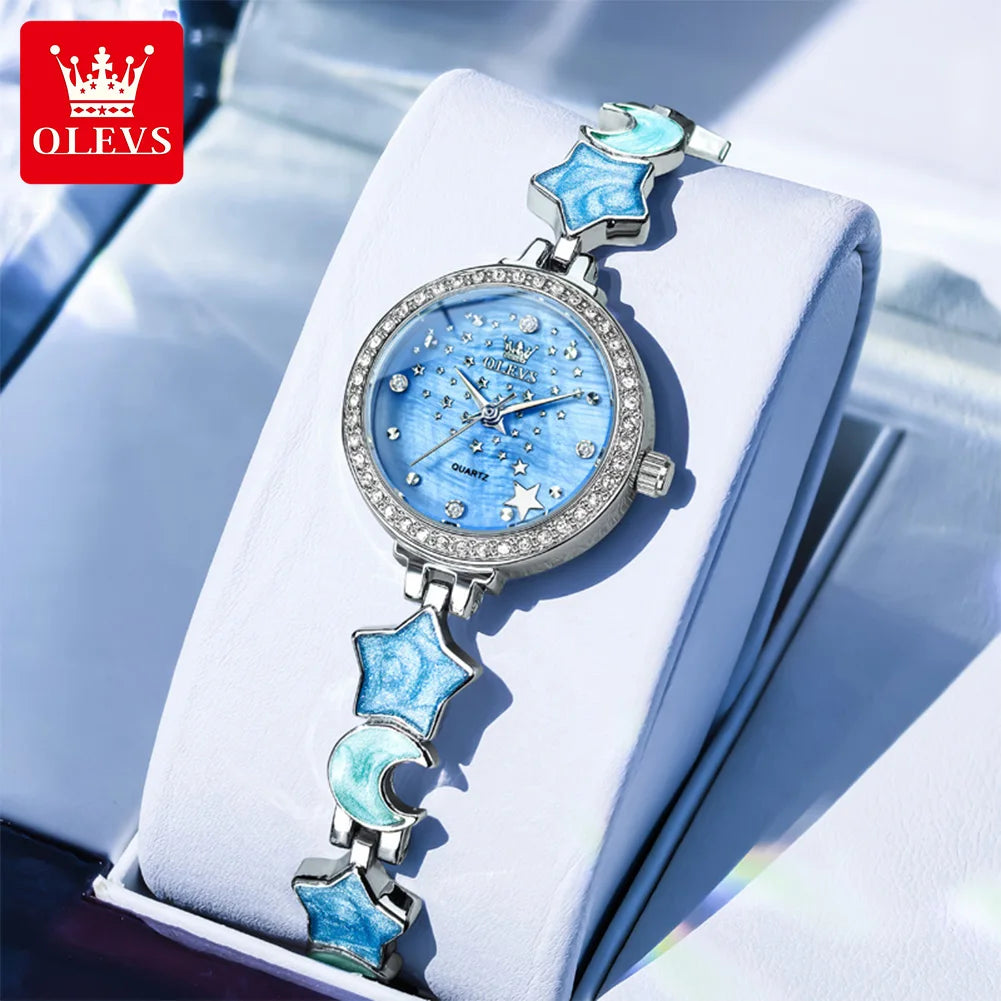 OLEVS 5665 Watches For Woman 30M Waterproof Quartz Watch Stainless Steel Bracelet Luxury Ladies Hand Clock New Reloj Mujer