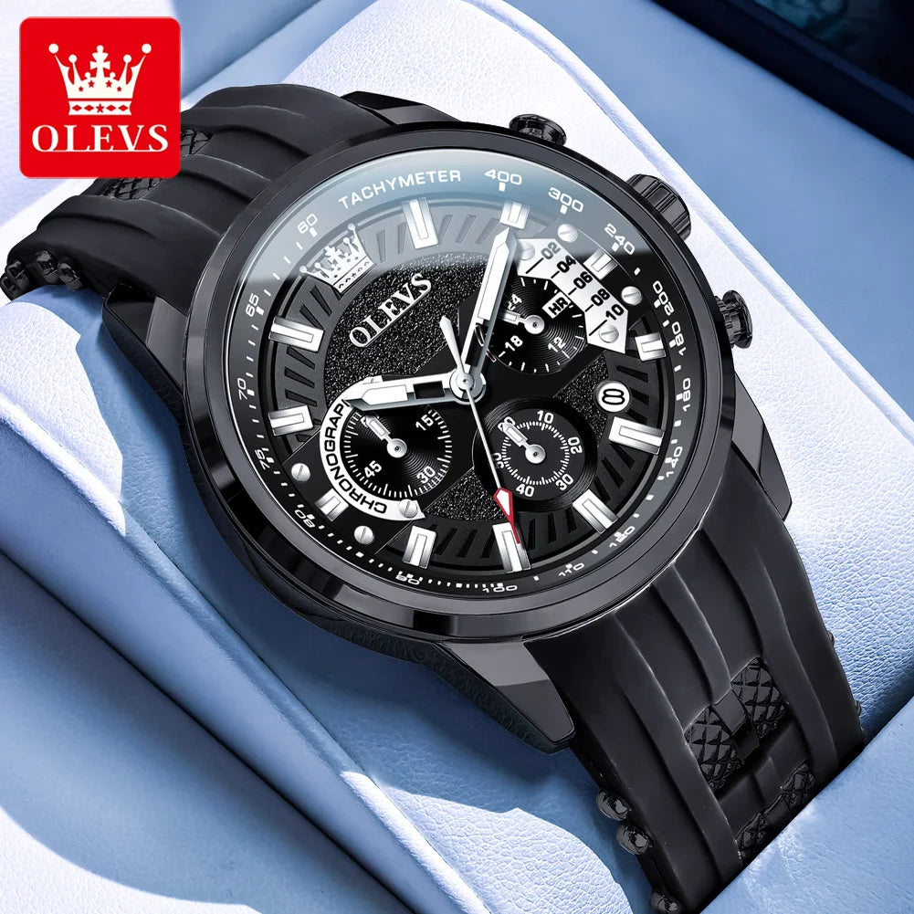 OLEVS 3690 Herrenuhr Wasserdichte Kalender Quarz-Armbanduhr für Herren Hohe Härte Spiegel Leuchtend Original Mode Herrenuhr