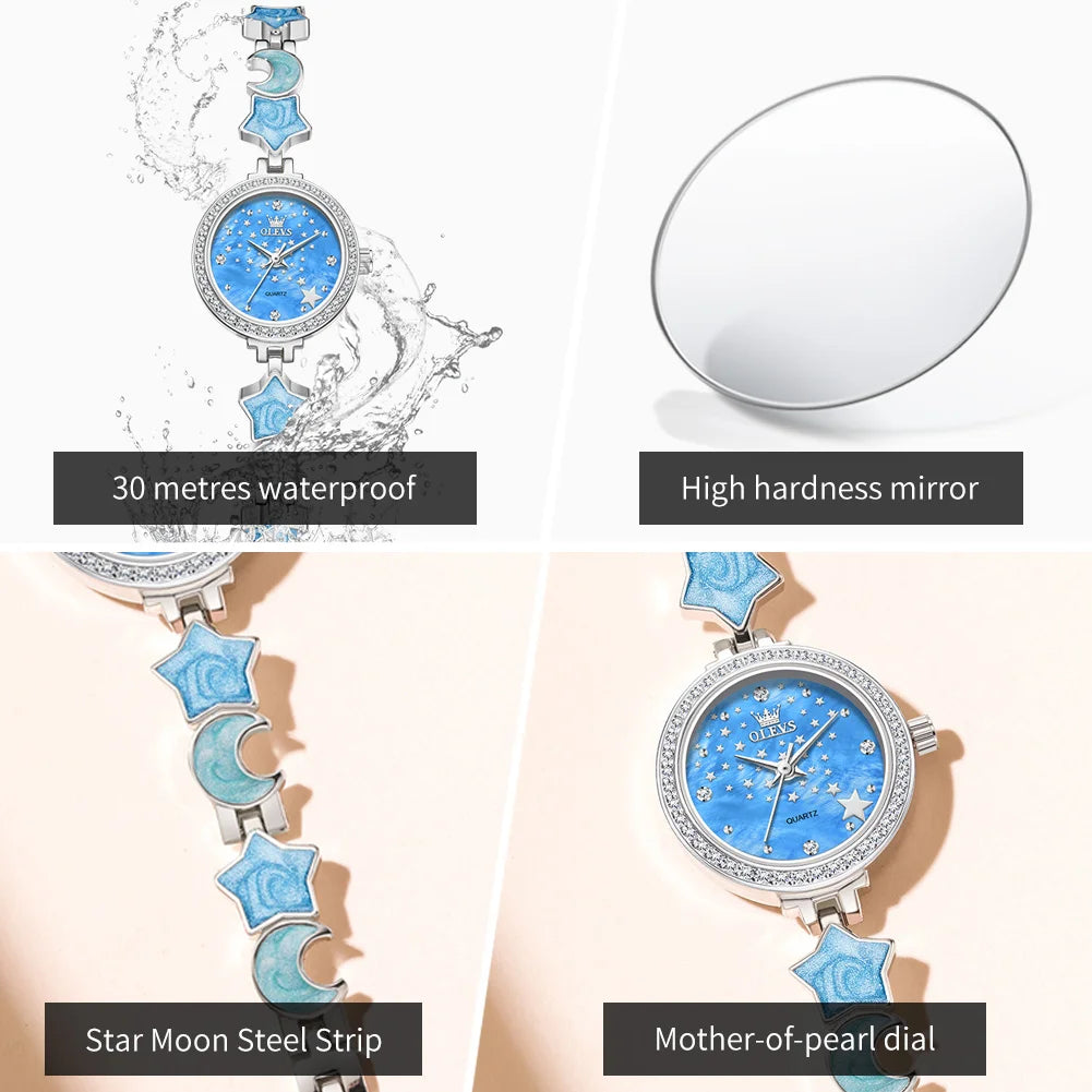 OLEVS 5665 Watches For Woman 30M Waterproof Quartz Watch Stainless Steel Bracelet Luxury Ladies Hand Clock New Reloj Mujer