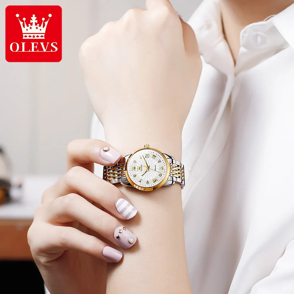 OLEVS 6630 Watch For Women Luxury Elegant Diamond Mechanical Woman Watches Waterproof Roman Scale Top Brand Ladies Hand Clock