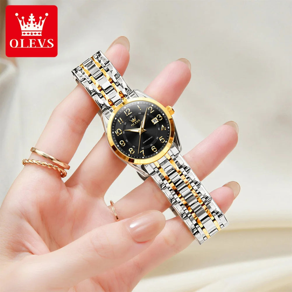 OLEVS 3666 Paar Uhr Luxus Business Top Marke Wasserdicht Leuchtende Dress Handuhr Original Zahlenskala Datum Modeuhr