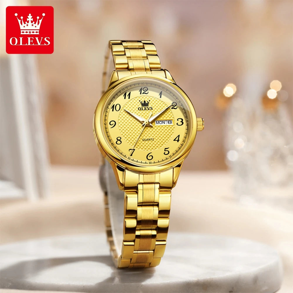 OLEVS 5667 Upgraded Couple Watch Original Luxury Imported Movement Quartz Watches For Men And Women Waterproof Luminous Reloj