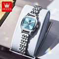 OLEVS 5675 Watches For Women Stainless Steel Elegant Square Quartz Watch Waterproof Luminous Ladies Watches Gifts Box Reloj