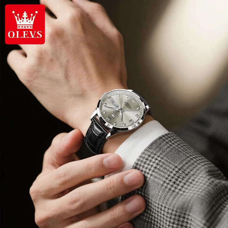 OLEVS 9946 Men's Watch Classic Fashion Waterproof Man Automatic Hand Clock Top Brand Dual Calendar Mechanical Watch For Men