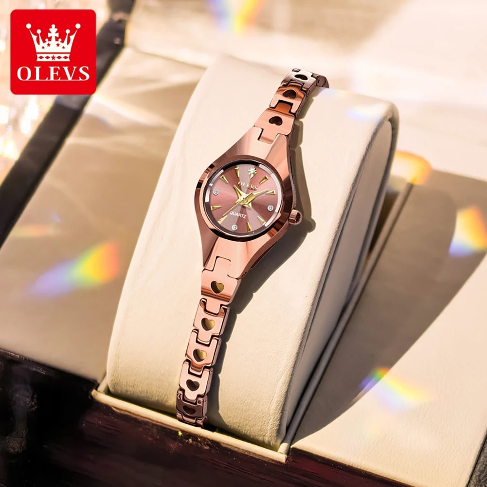OLEVS 7082 Ladies Watch High Quality Elegant Original Quartz Wristwatch Waterproof Luminous Tungsten Steel Watches For Woman