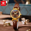 OLEVS 5645 Women's Watch Leather Strap Date Quartz Watch For Women High Hardness Mirror Roman Scale Fashion Ladies Hand Clock