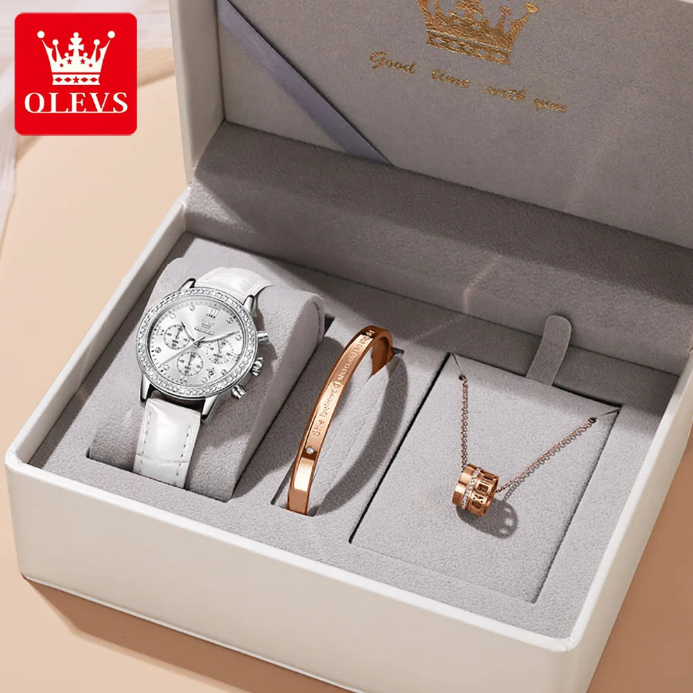 OLEVS 9933 Women's Watch Luxury Diamond Quartz Watch For Women Chronograph Calendar Top Brand Wristwatch Waterproof Luminous