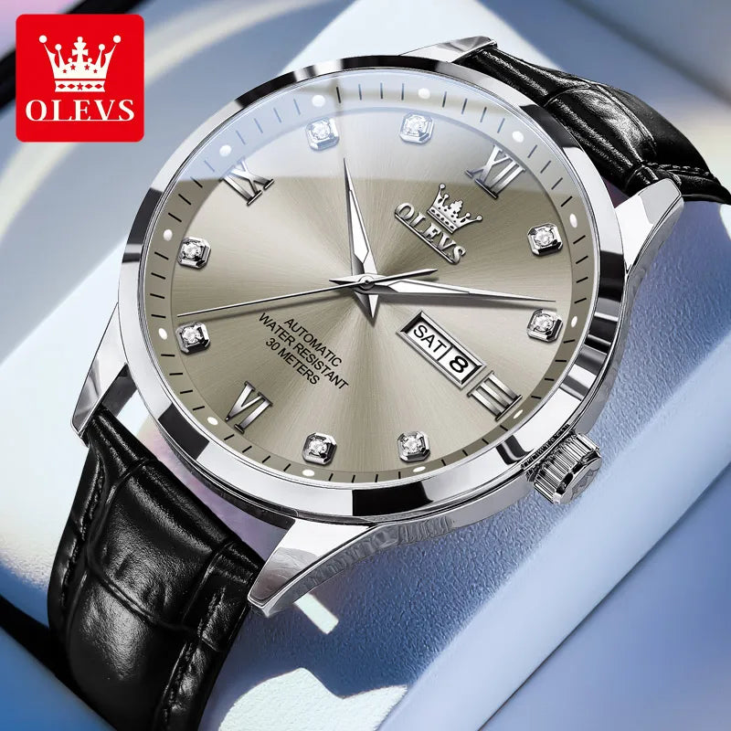OLEVS 9946 Men's Watch Classic Fashion Waterproof Man Automatic Hand Clock Top Brand Dual Calendar Mechanical Watch For Men
