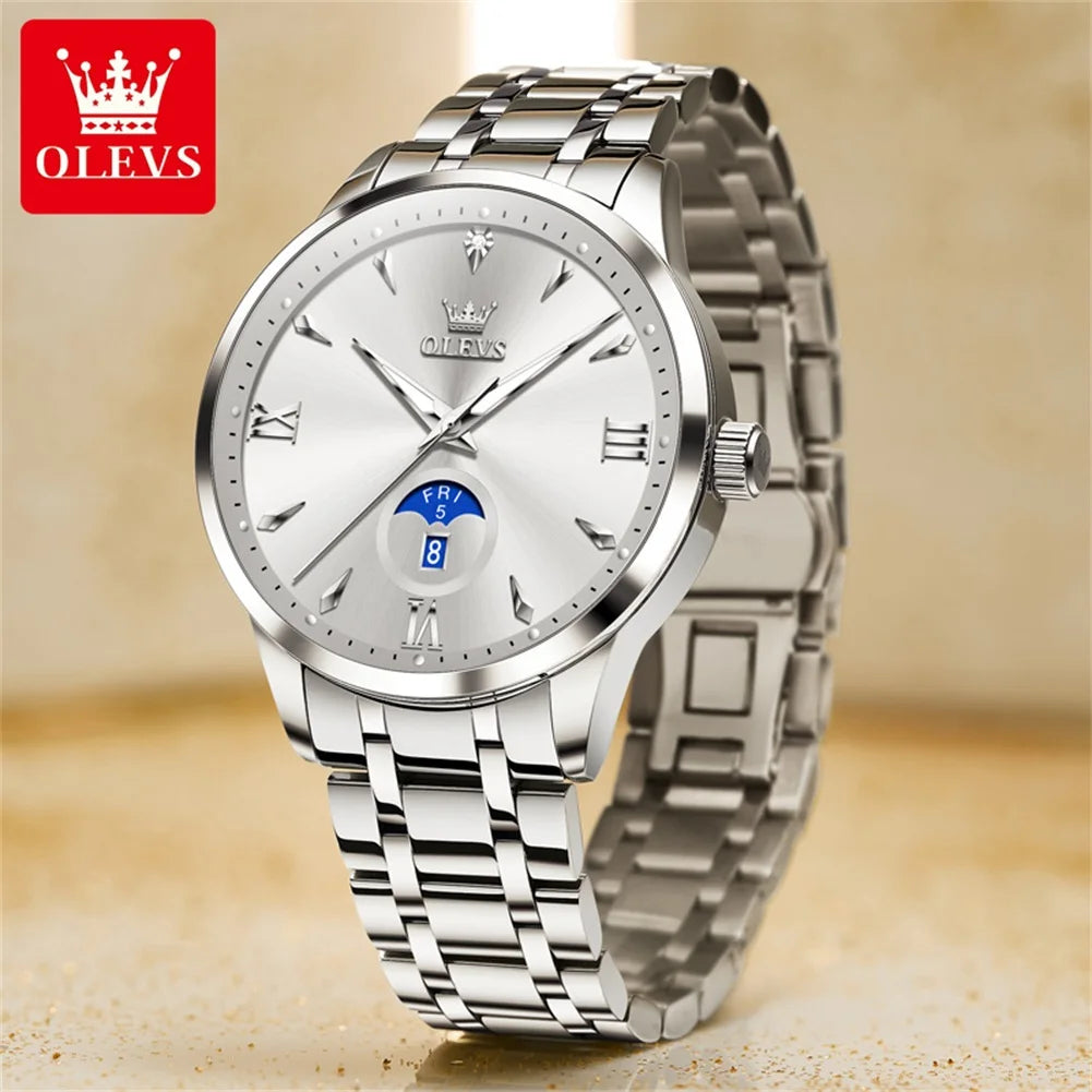 OLEVS 3646 Herrenuhr Stahlarmband Original Mode Quarzuhr Für Männer Wochentag Datumsanzeige Wasserdicht Leuchtend Luxus Armbanduhr