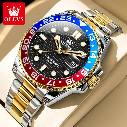 OLEVS 3610 Luxury Man Watch Steel Strap Original Calendar Quartz Watch For Men 30M Waterproof Luminous Business Men's Hand Clock