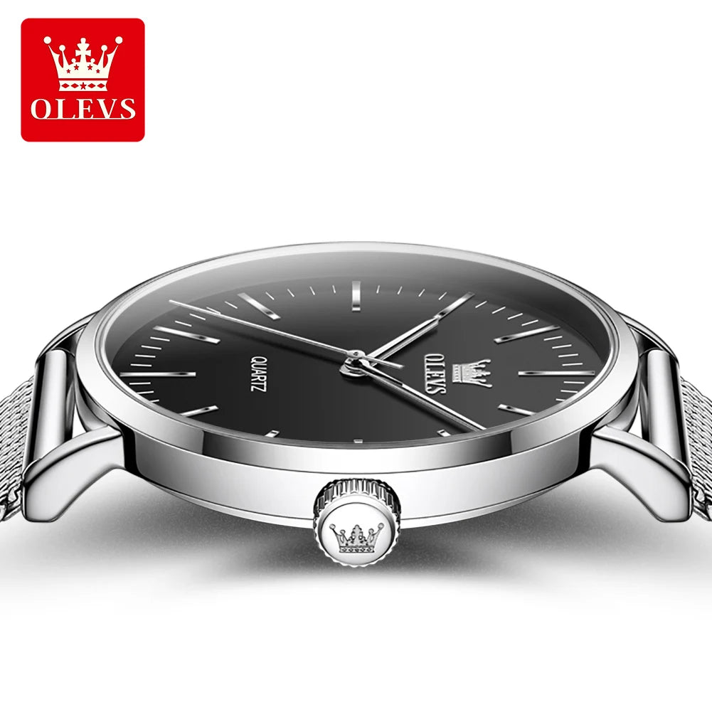 OLEVS Erkek Saat Orijinal Kuvars Kol Saatleri Su Geçirmez Işıklı Saatler Erkek Hediye Kutusu İnce Kadran Kol Saati 7125 Yeni