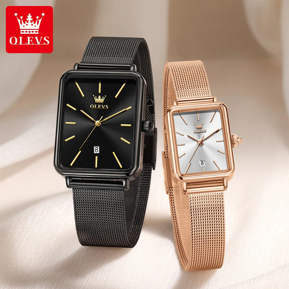 OLEVS 3692 Paaruhren, dünnes Gehäuse, einfache Quarzuhr für Herren und Damen, original wasserdicht, Kalender, Mode, Business, Armbanduhr