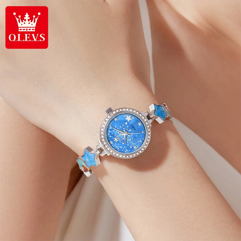 OLEVS 5665 Watches For Woman 30M Waterproof Quartz Watch Stainless Steel Bracelet Luxury Ladies Hand Clock New Reloj Mujer