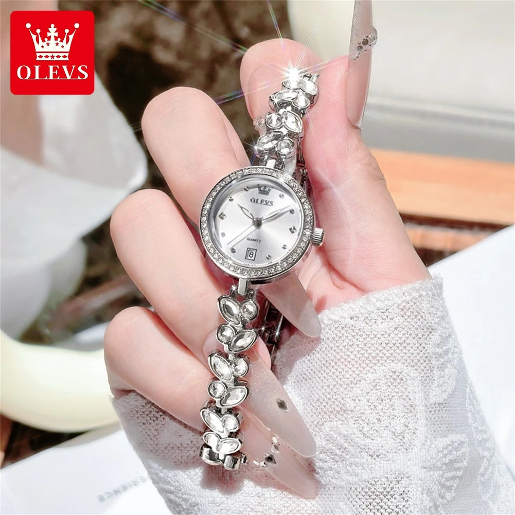 OLEVS 5679 New Womens Watch Elegant Fashion Brand Quartz Watch Waterproof Luminous Watches For Woman Gifts Bracelet Clasp