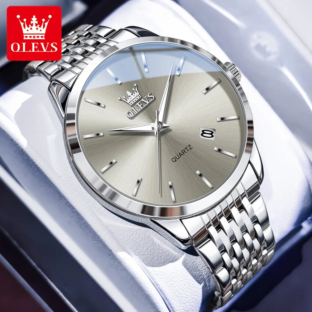 OLEVS 2907 Herrenuhr Original Einfache Quarzuhr für Männer Wasserdicht Leuchtende Datumsanzeige Herren-Armbanduhr Reloj