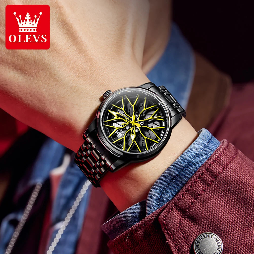OLEVS 3701 Quarzuhr Herren Stahlarmband Hohl Mode Wasserdichte Uhr für Männer Leuchtende Top Marke Original Männliche Handuhr