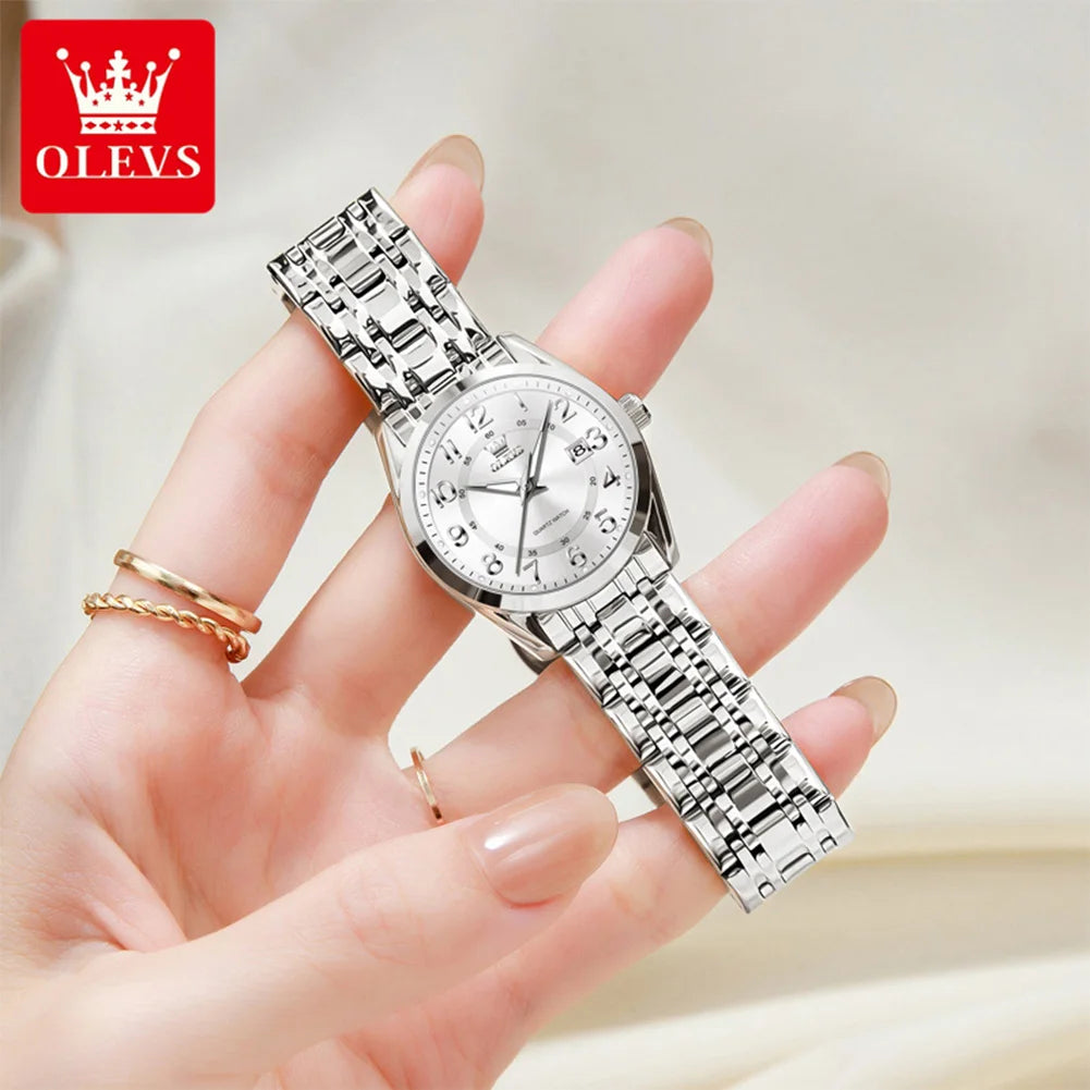 OLEVS 3666 Paar Uhr Luxus Business Top Marke Wasserdicht Leuchtende Dress Handuhr Original Zahlenskala Datum Modeuhr