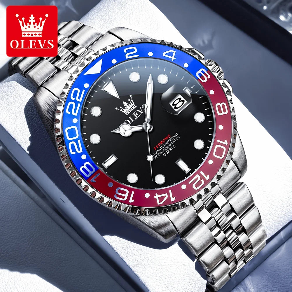OLEVS 5657 Mens Watch Original Calendar Quartz Wristwatch 30M Waterproof Luminous Business Men's Hand Clock Watches For Men