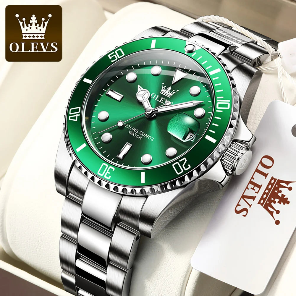 OLEVS 5885 Watch For Men Top Brand Waterproof Stainless Steel Calendar Fashion Man Hand Clock Original Classic Male Wrist Watch