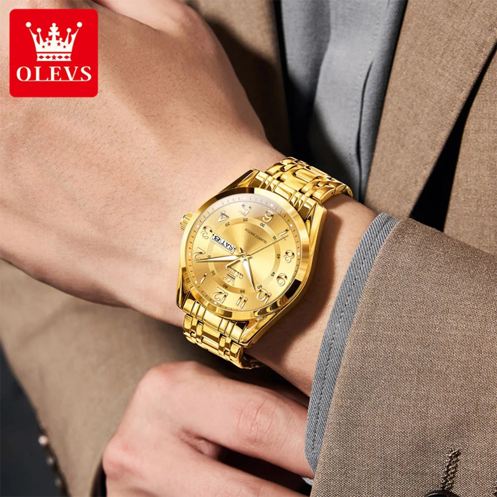 OLEVS 3666 Paar Uhr Luxus Business Top Marke Wasserdicht Leuchtende Dress Handuhr Original Zahlenskala Datum Modeuhr